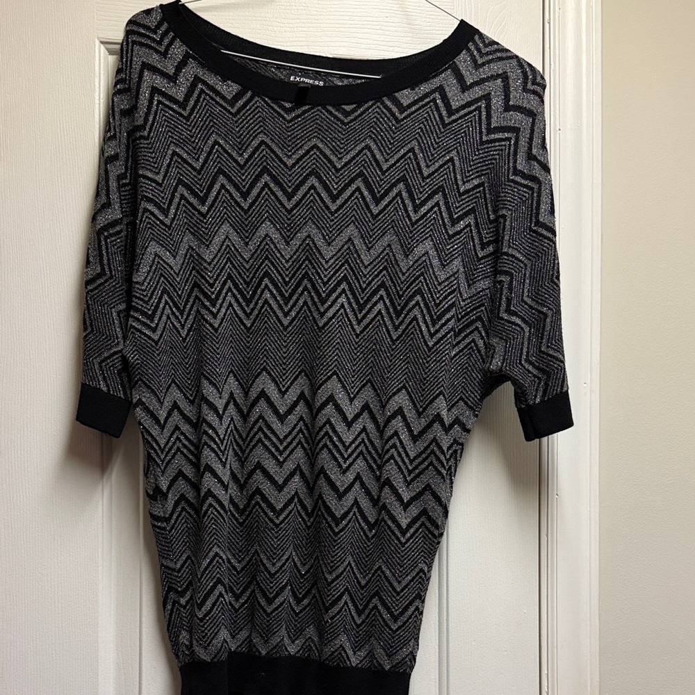 Express Black and Gray Zigzag Sweater
